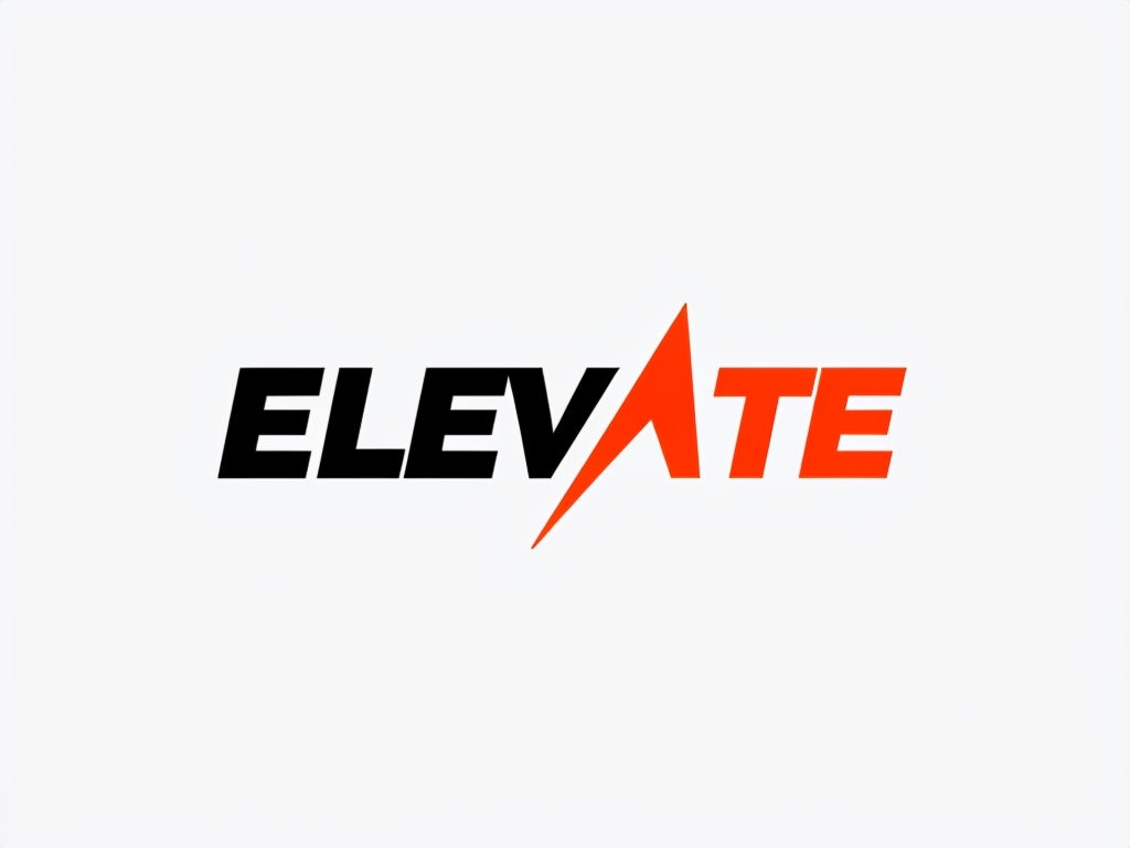 Modern Minimalist ELEVATE Logo with Abstract Lightning Bolt