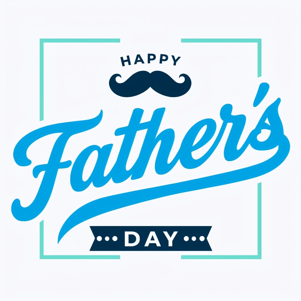 Modern Minimalist Father's Day Design with Mustache Art Social Media Post