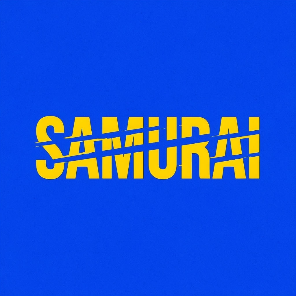 Dynamic Minimalist Samurai Logo with Bold Typography