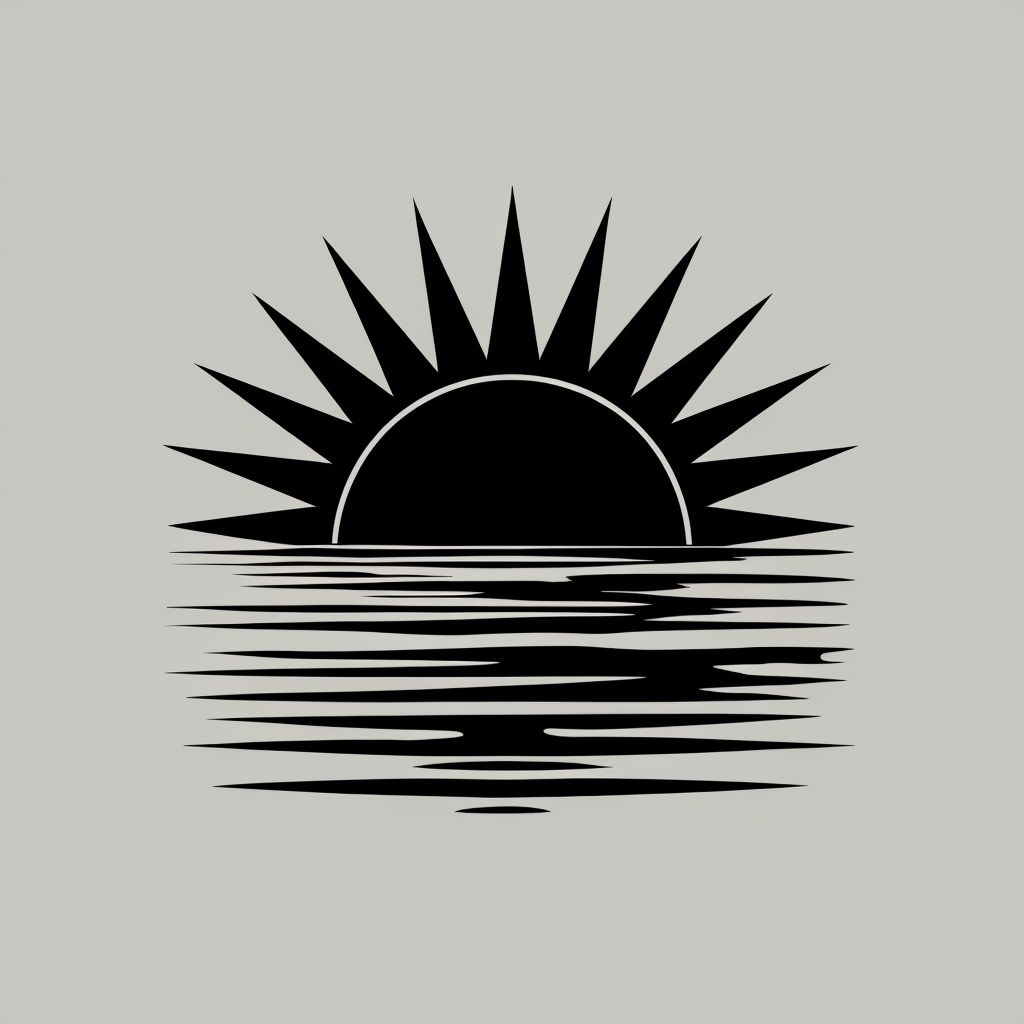 Minimalist Black Sun and Water Graphic Design Hat