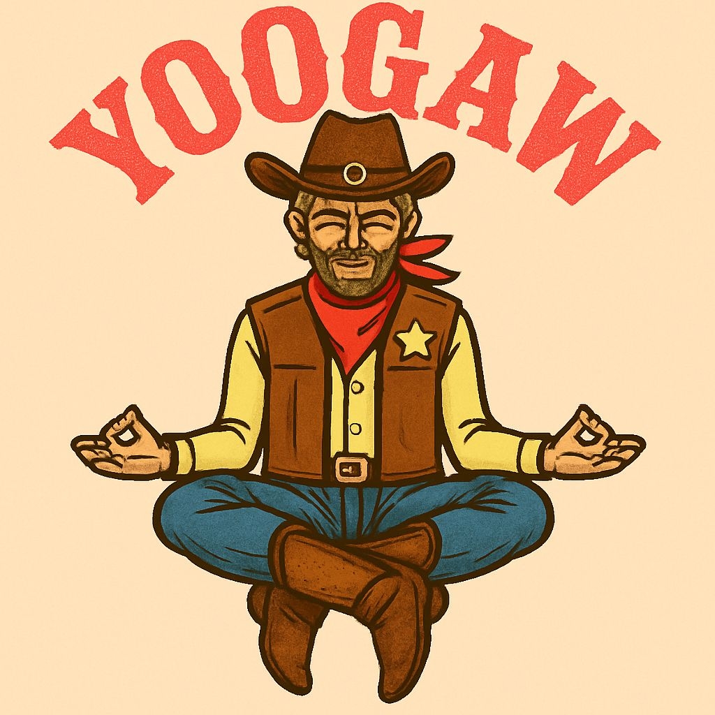 Meditating Cowboy in Yoga Pose Vintage Cartoon T-Shirt