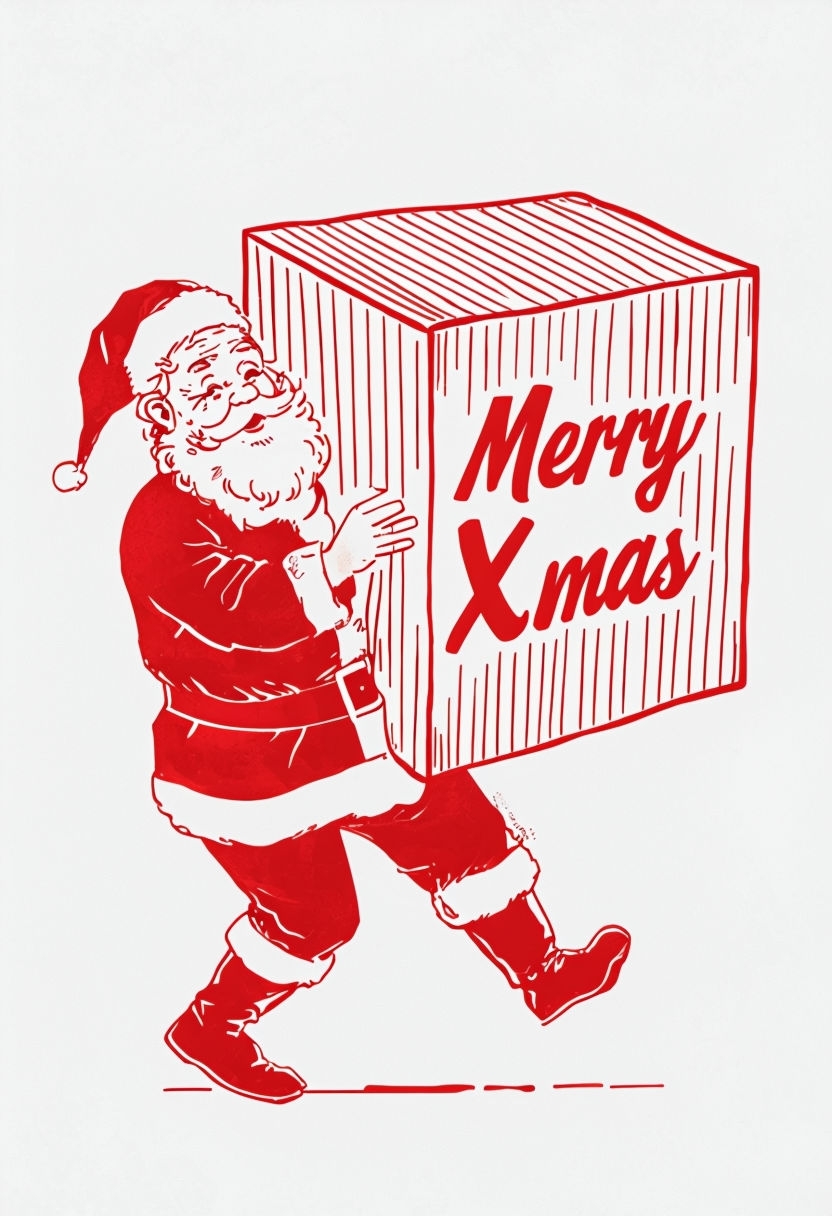 Cheerful Vintage Santa Claus with Merry Xmas Cube T-shirt