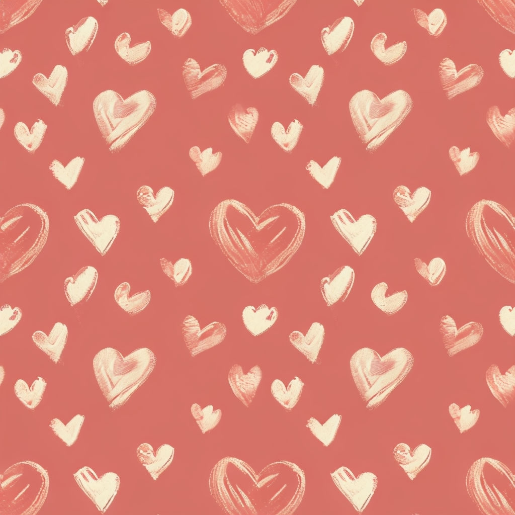 Whimsical Heart Pattern in Coral Pink Romantic Tile Pattern