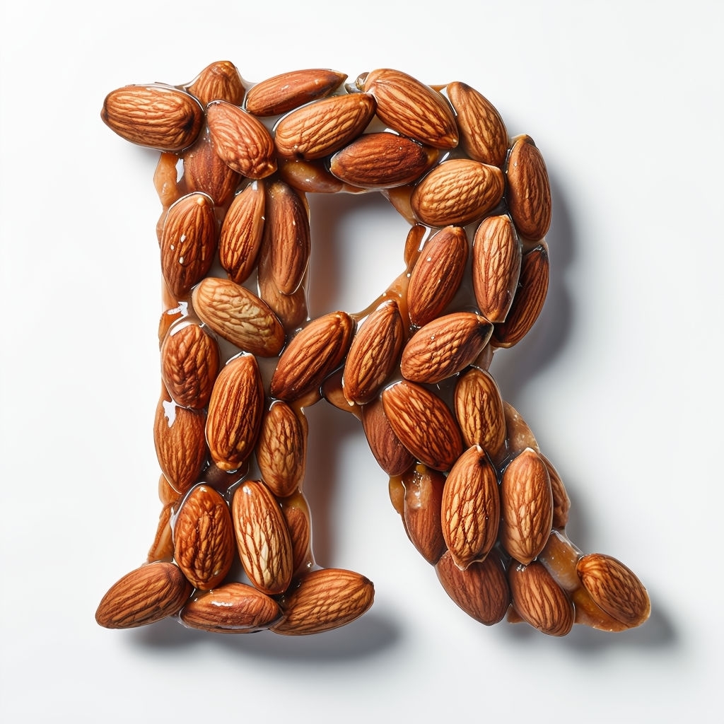 Crunchy Almond Monogram 'R' Food Photography Art Monogram