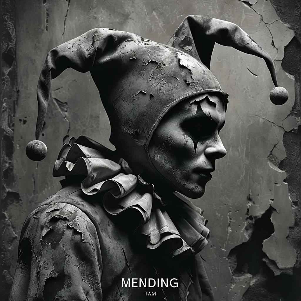 Haunting Gothic Jester Art with Decay and Shadows Spotify Album Cover