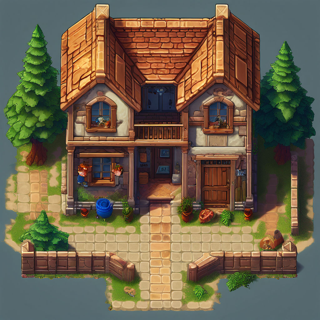 A detailed realistic small house tileset in a illusion of ti... by ...