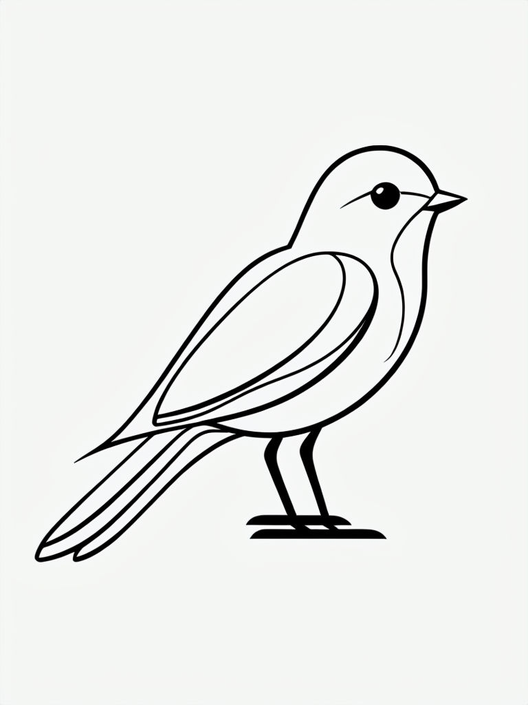 Minimalist Black Line Drawing of a Bird Illustration Coloring Book Pages