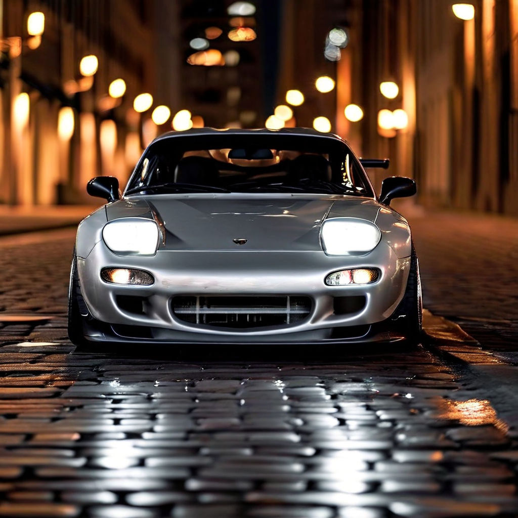 Fusion of silver Mazda RX7 and white Porsche 911 GT3 with PO... by ...