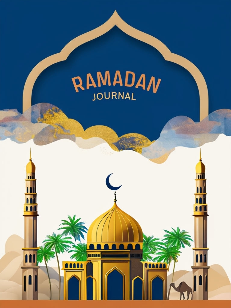 Elegant Ramadan Journal Cover with Islamic Architecture Design EBook Cover