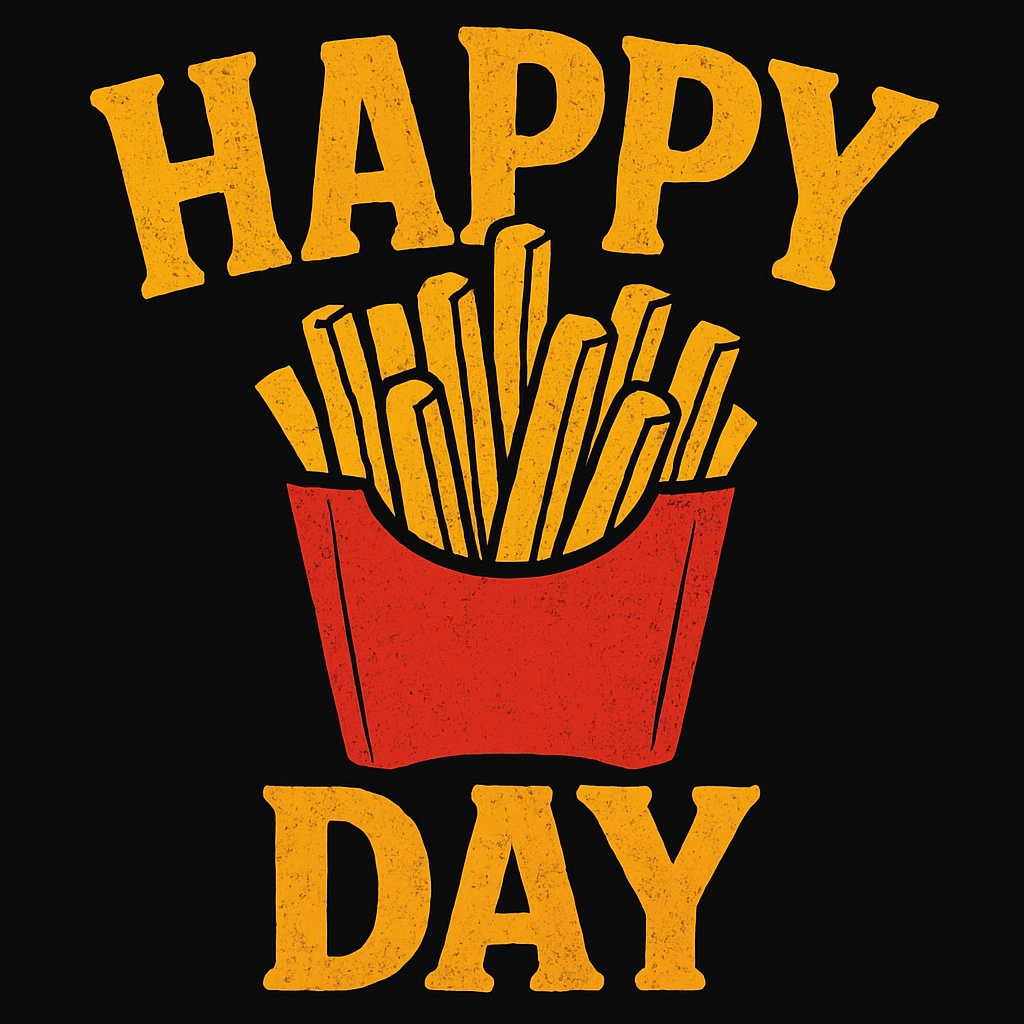 Playful Golden French Fries Happy Day T-Shirt