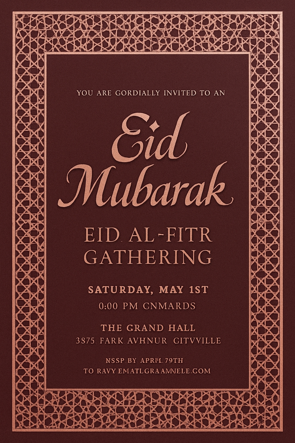 Elegant Eid Mubarak Invitation Poster with Islamic Motifs Cards & Invites
