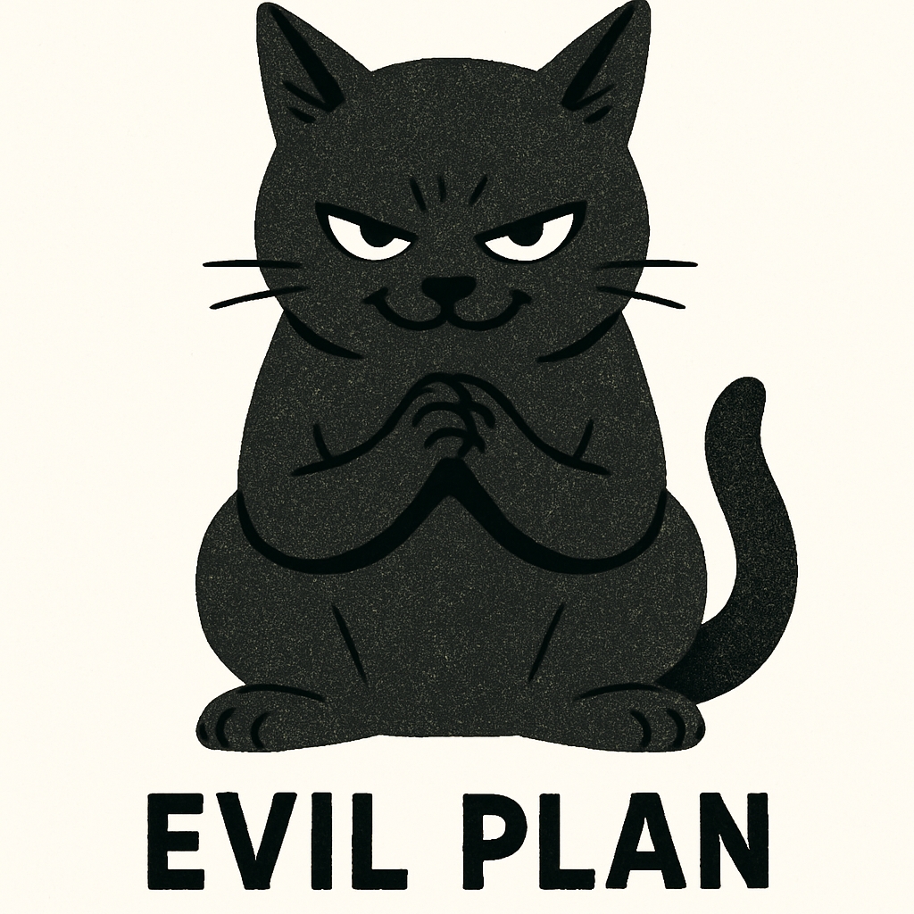 Mischievous Black Cat with Evil Plan Illustration Mug