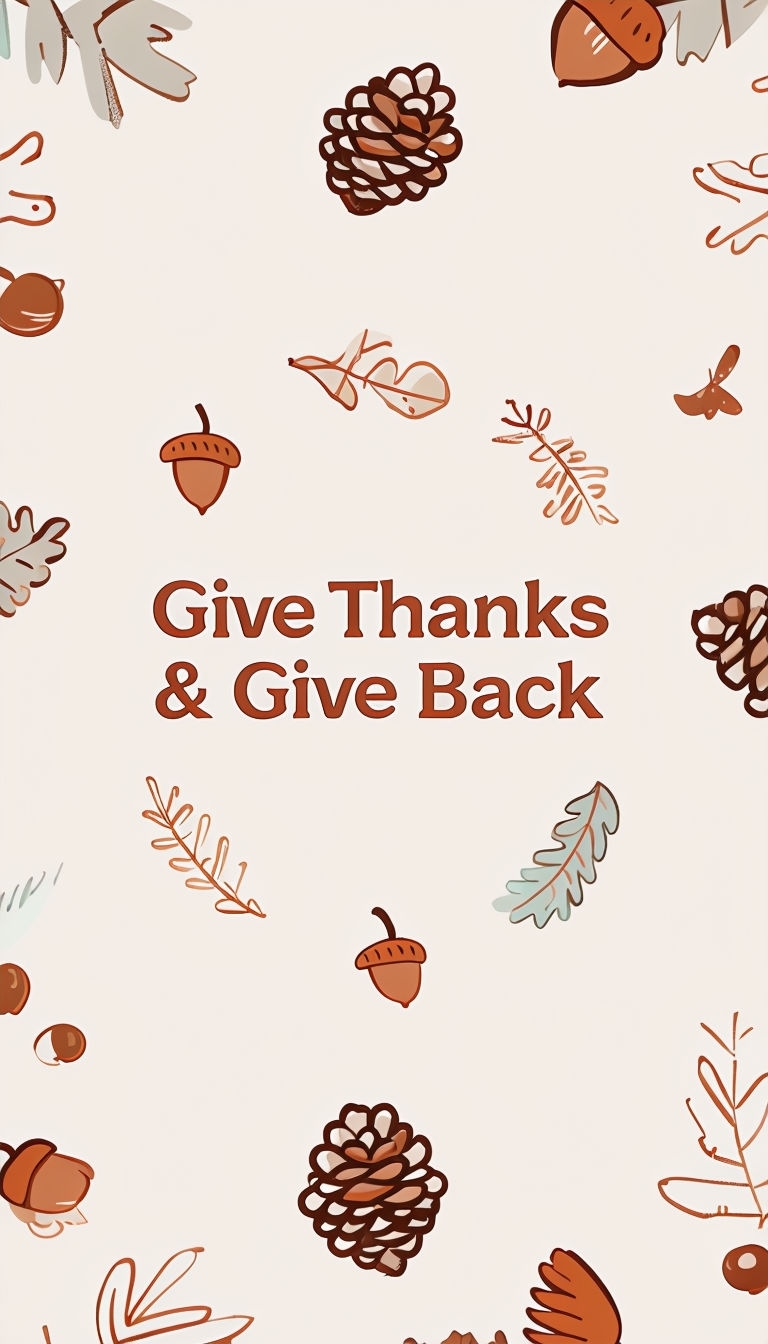 Thanksgiving Give Thanks & Give Back Warm Autumn Art Poster