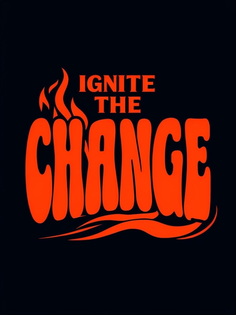 Ignite the Change Bold Neon Typography T-Shirt