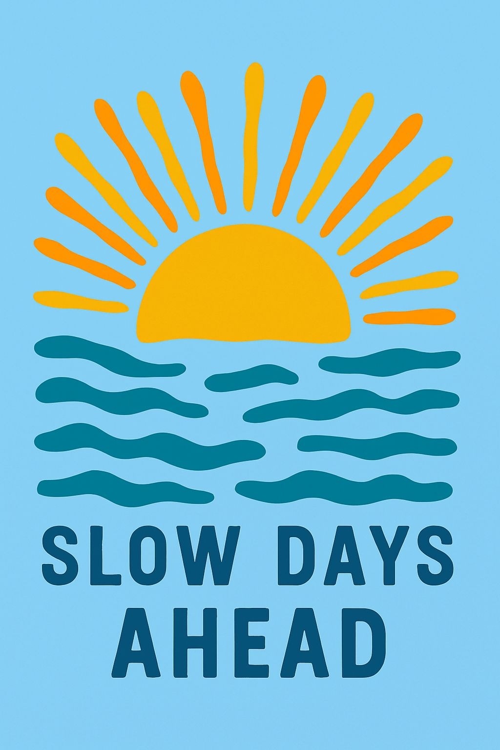 Minimalist Sunrise and Wavy Water Design with Inspirational Text Poster