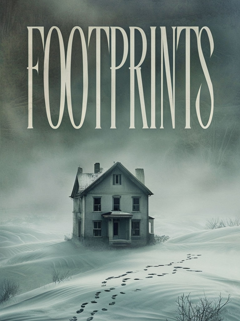 Eerie Monochromatic FOOTPRINTS Book Cover Poster