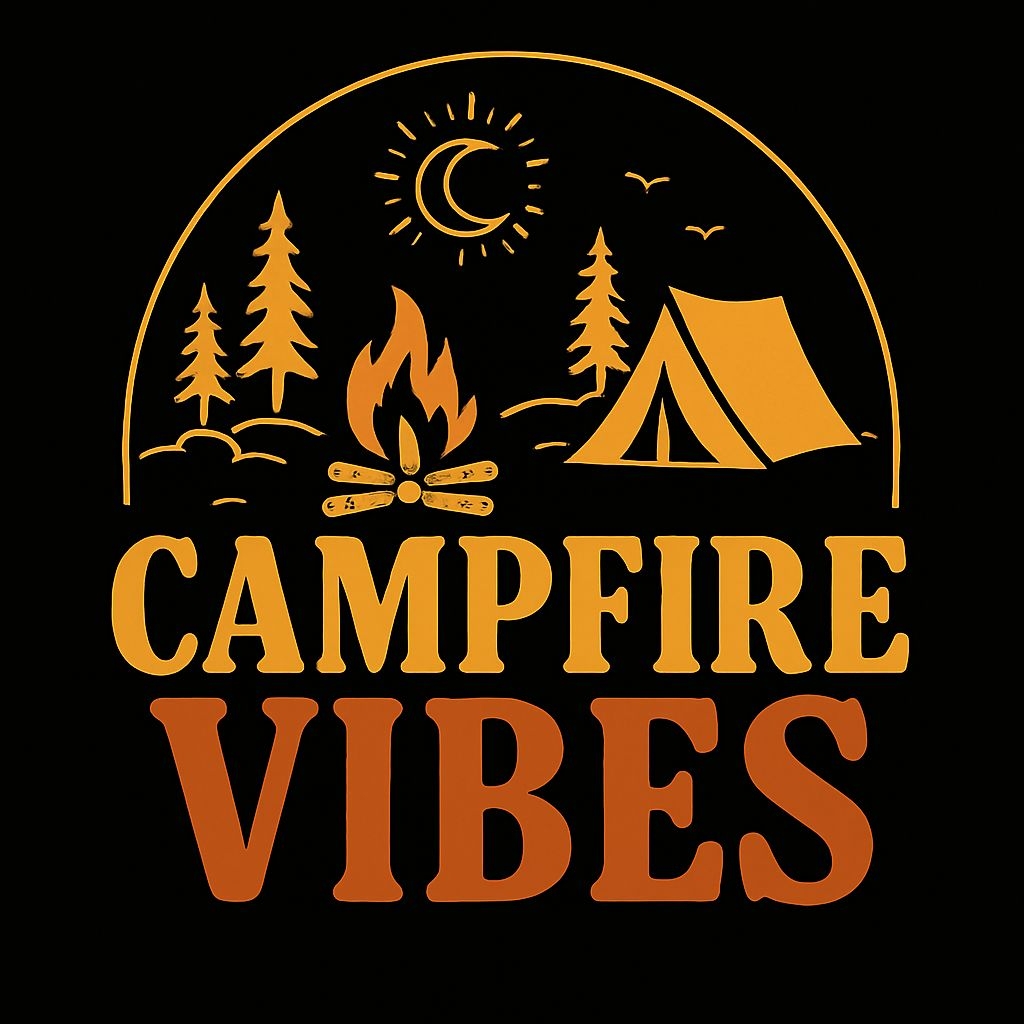 Campfire Vibes Camping Themed Graphic Design T-Shirt
