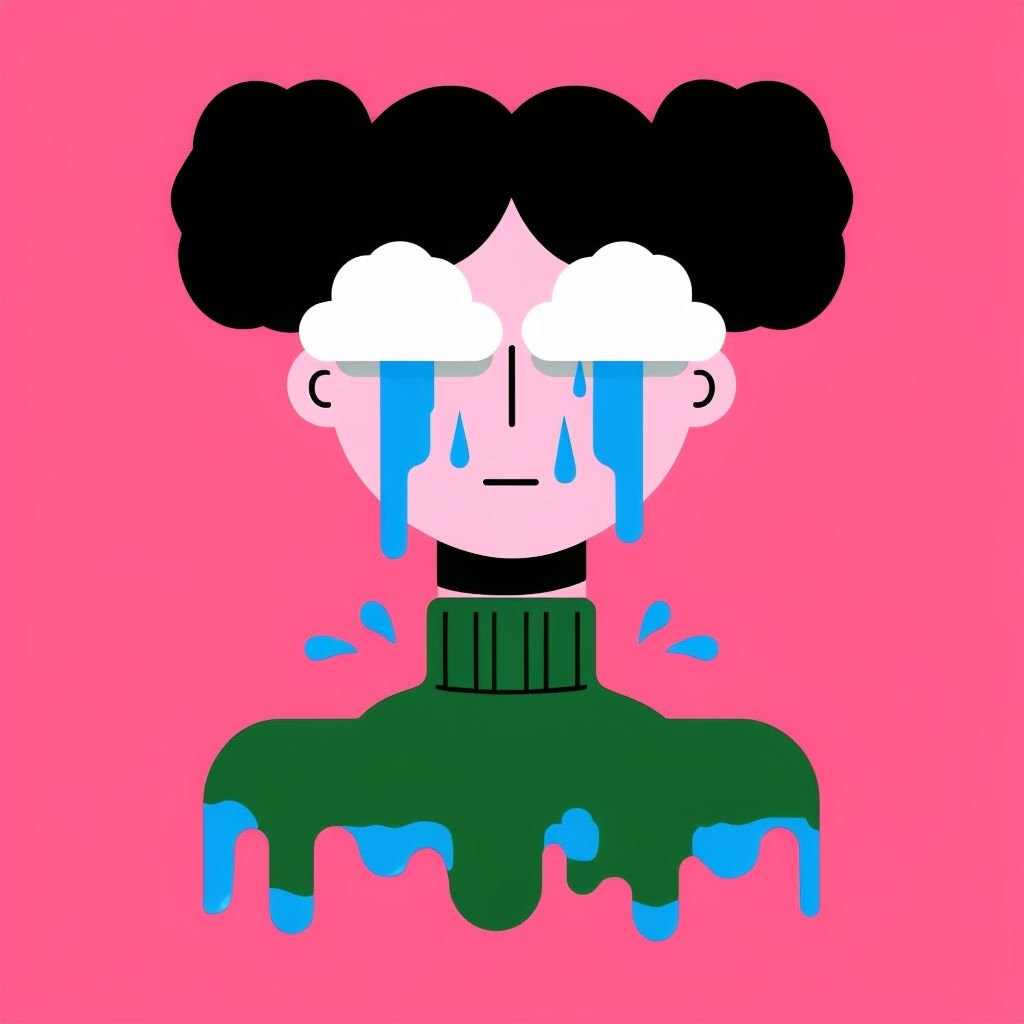 Abstract Crying Cartoon Figure Illustration T-Shirt