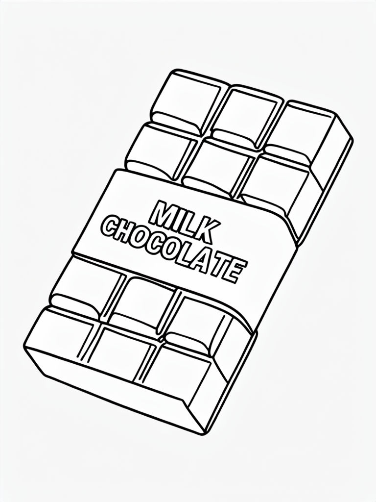 Minimalist Milk Chocolate Bar Coloring Illustration Page