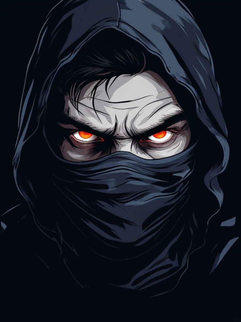 Navy Mask Intense Eyes Comic Illustration