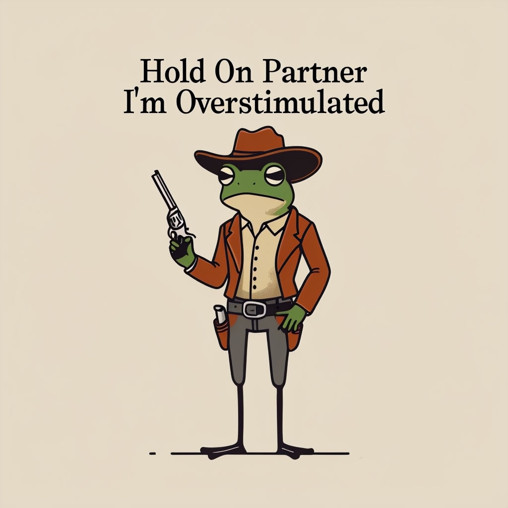 Whimsical Cowboy Frog Illustration with Humorous Text T-shirt