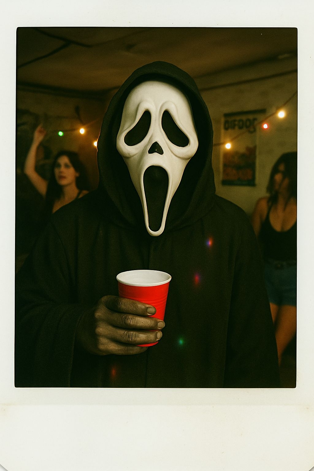 Vintage Ghostface Instant Photo with Party Atmosphere Art