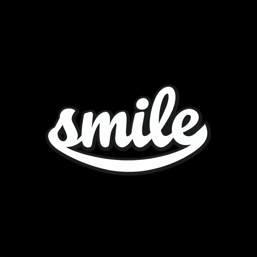 Bold White Cursive Smile Text on Black Background T-Shirt