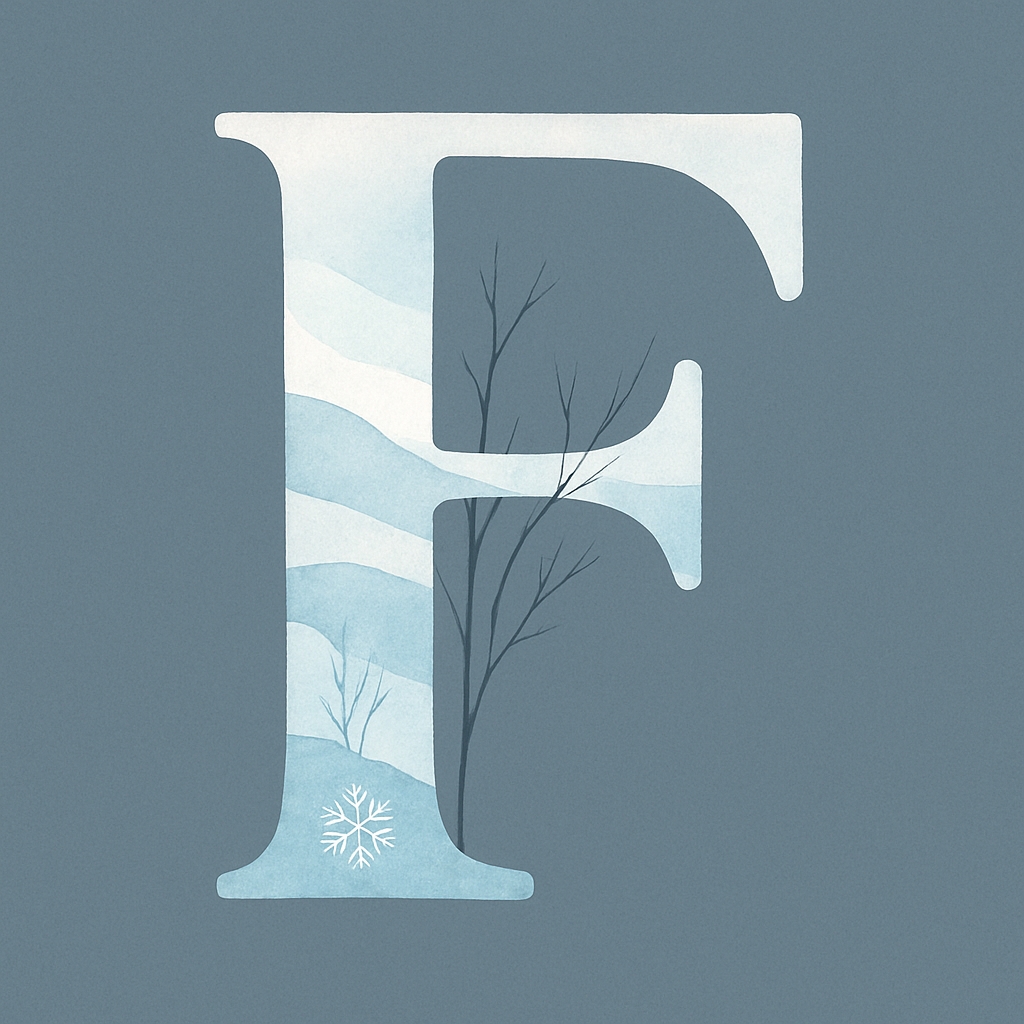 Elegant Winter Landscape Letter F Monogram Art