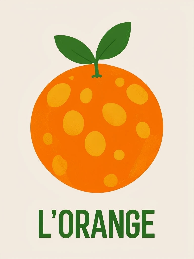 Minimalist Vibrant Orange Fruit Illustration L'Orange Poster