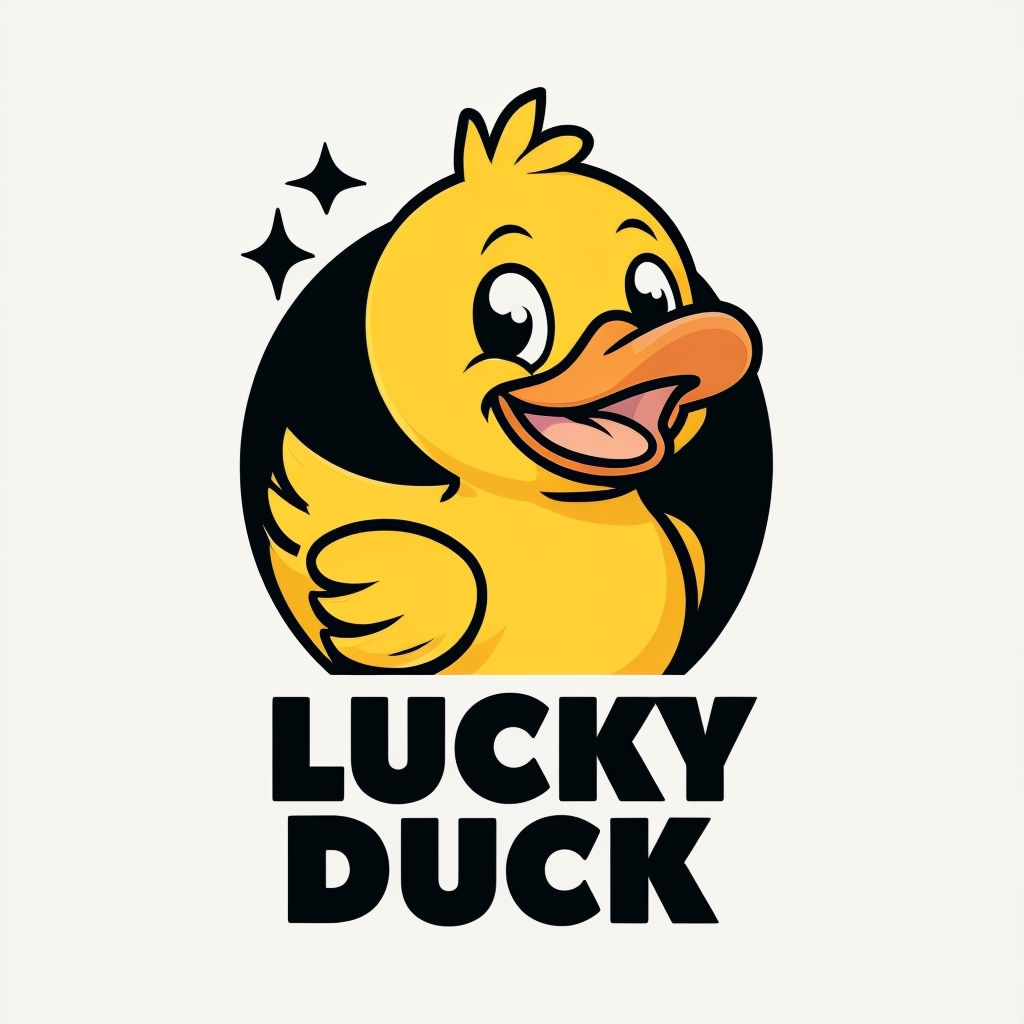 Cheerful Yellow Rubber Duck Cartoon Logo T-Shirt