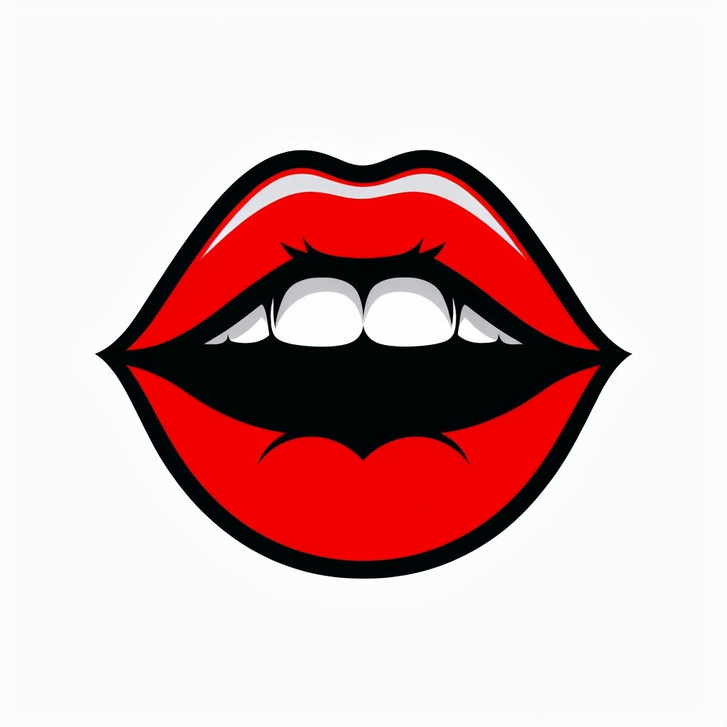 Vibrant Red Lips Open Mouth Graphic Illustration Sticker