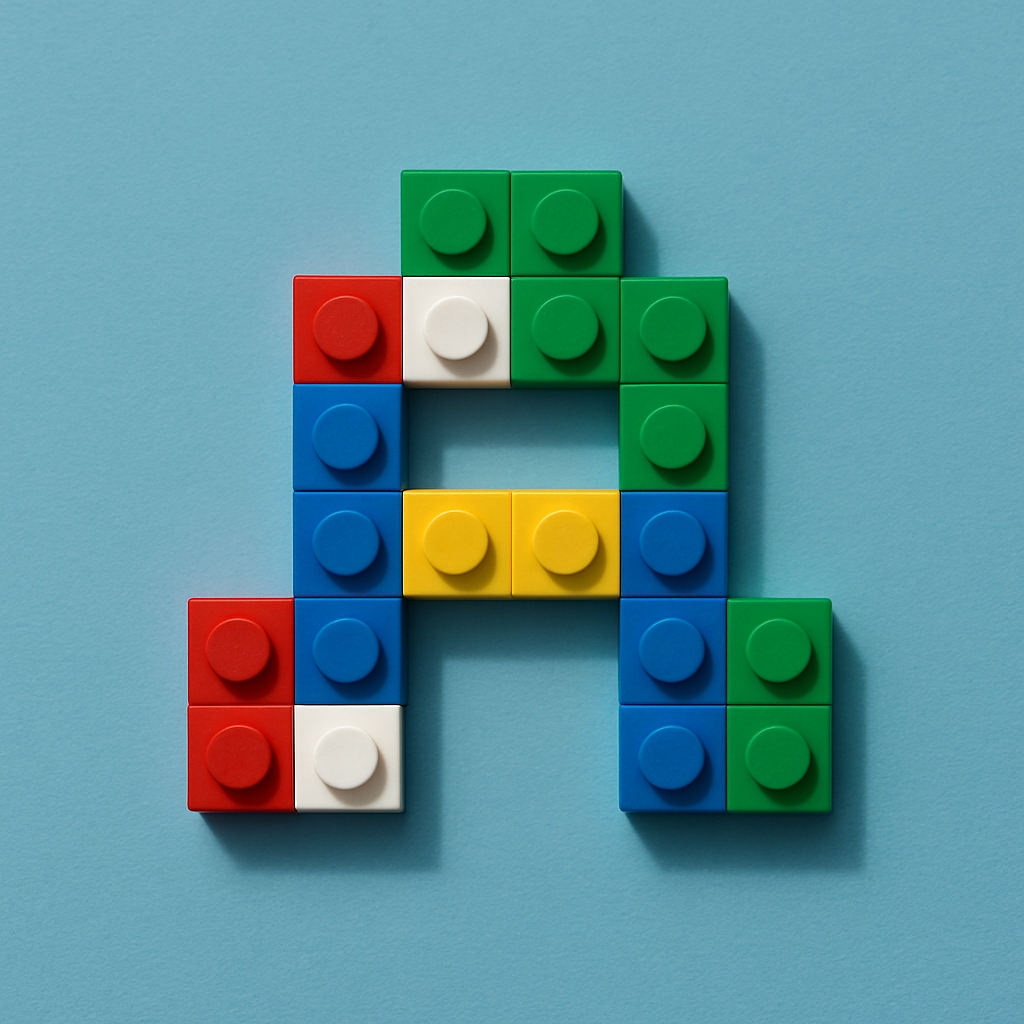 Vibrant LEGO Letter A Composition Minimalist Art Print Monogram