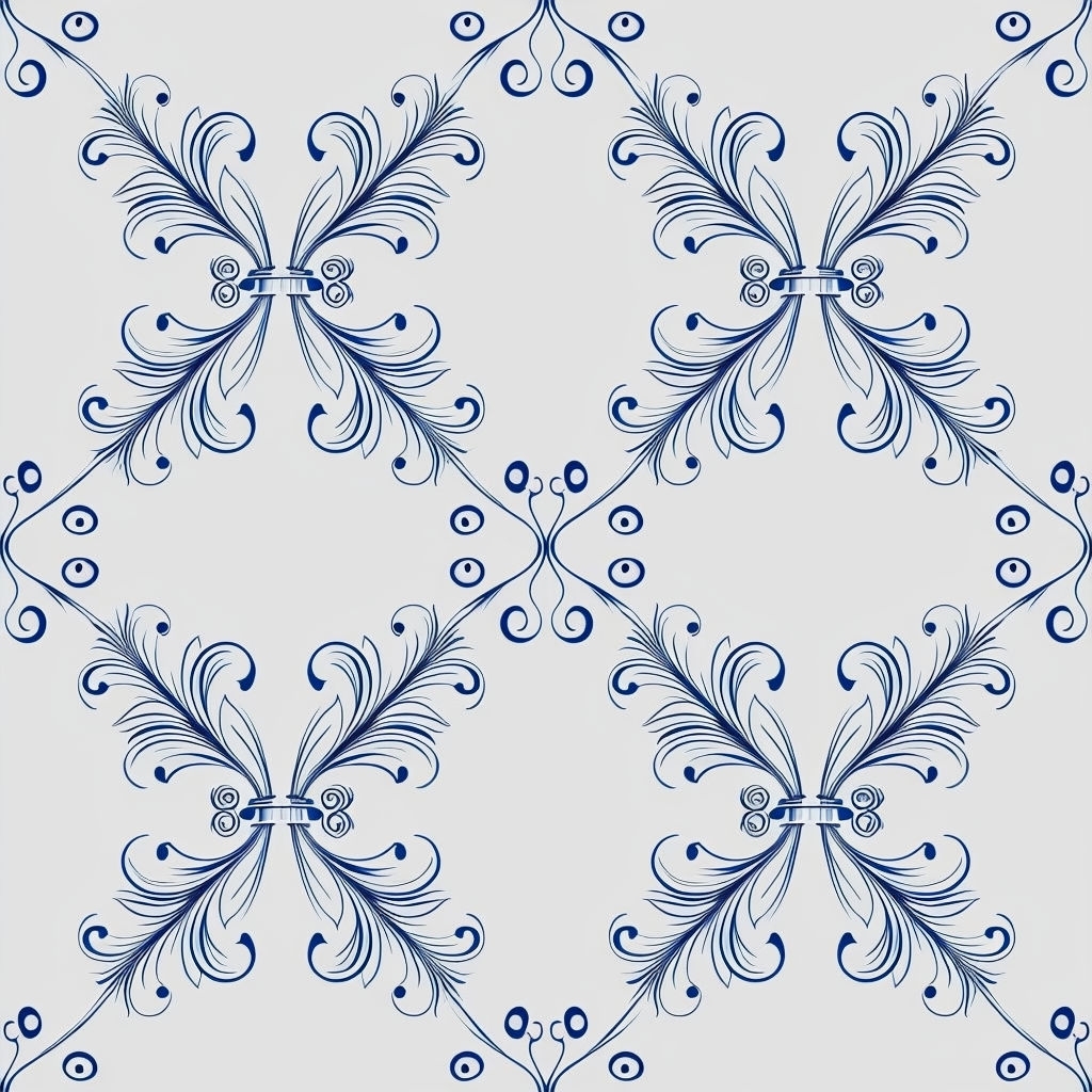 Elegant Blue Floral Filigree Seamless Pattern Design