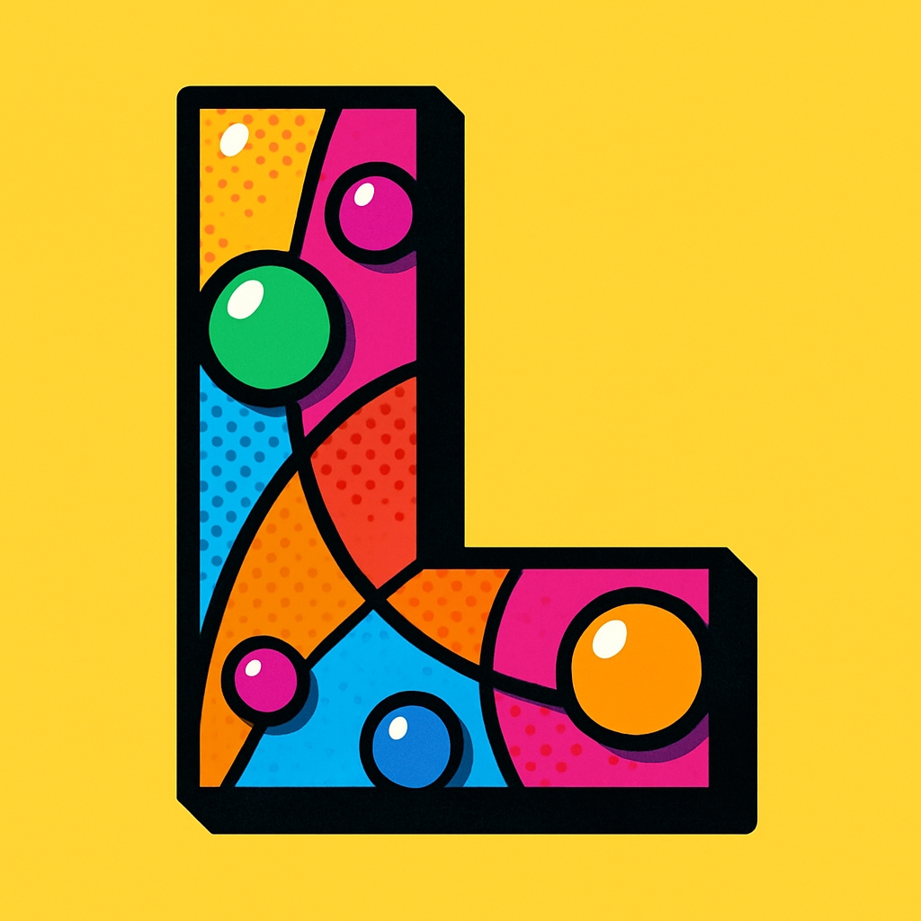 Colorful Pop Art Letter L Illustration with Geometric Shapes Monogram