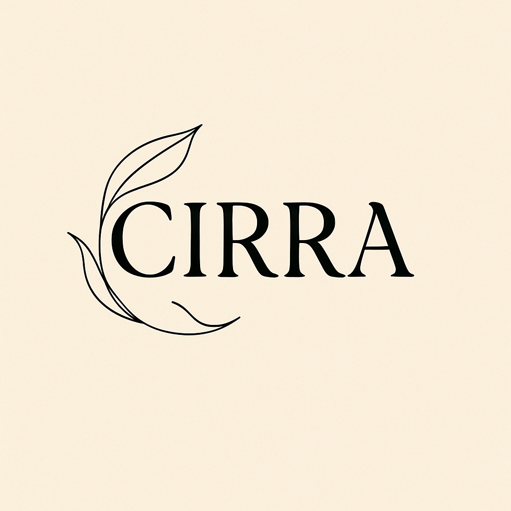Elegant Minimalist CIRRA Logo with Black Leaves Design