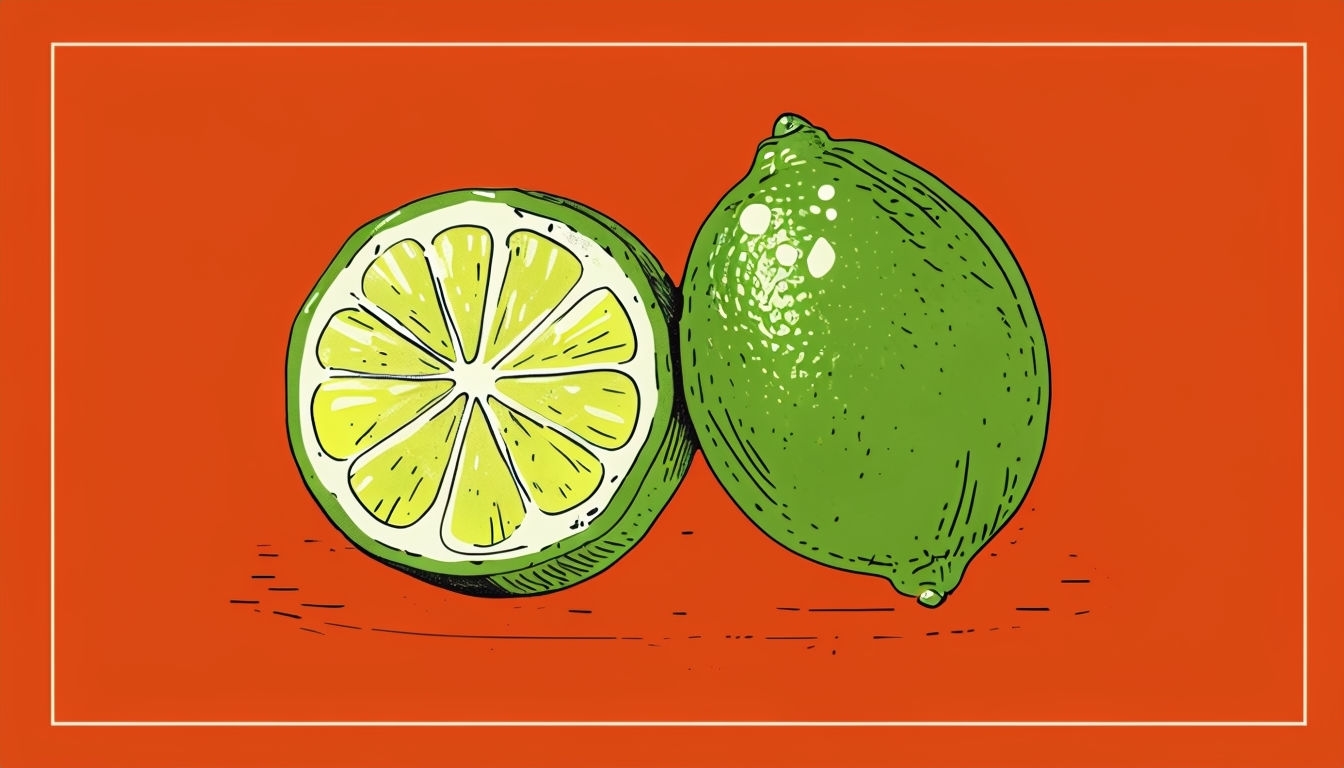 Minimalist Limes on Vibrant Burnt Orange Background Art for Virtual Backgrounds