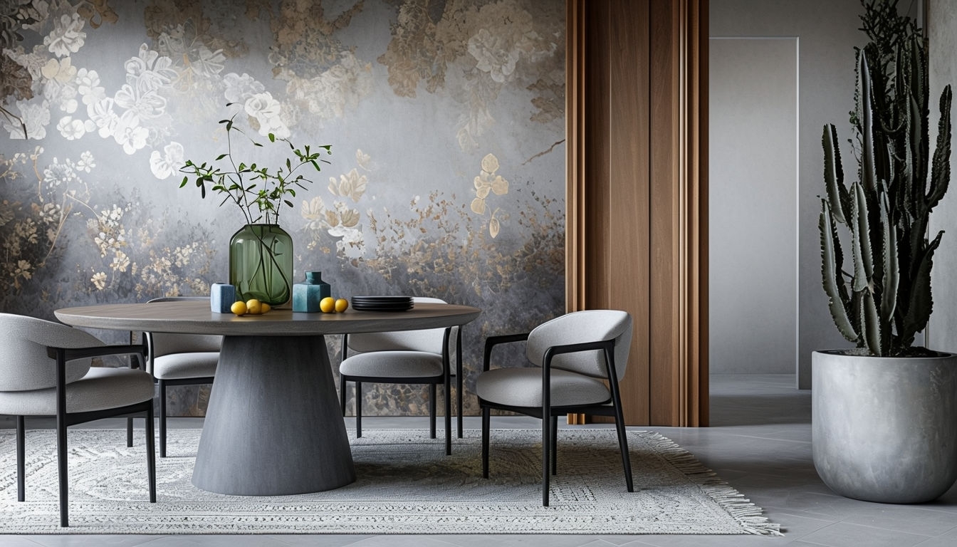 Elegant Modern Dining Area with Textured Decor Poster