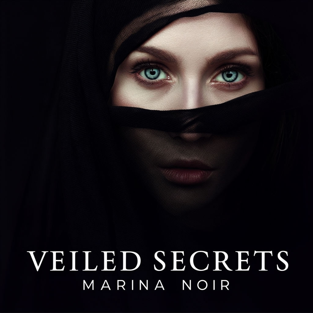 Dramatic Veiled Secrets Woman's Face Illustration for Album Cover