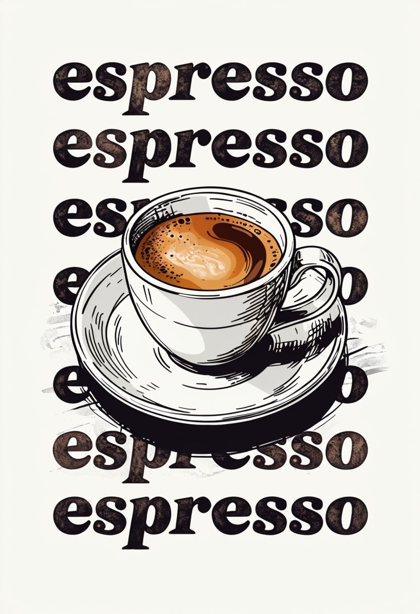 Artisanal Espresso Cup Hand-Drawn Illustration Poster