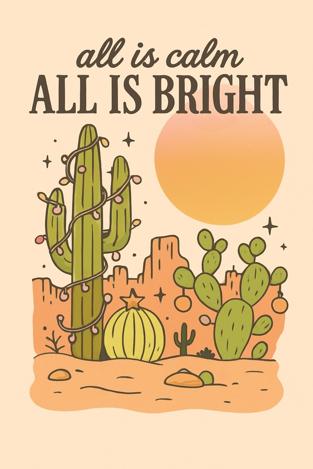 Festive Cacti with Cheerful Text T-Shirt