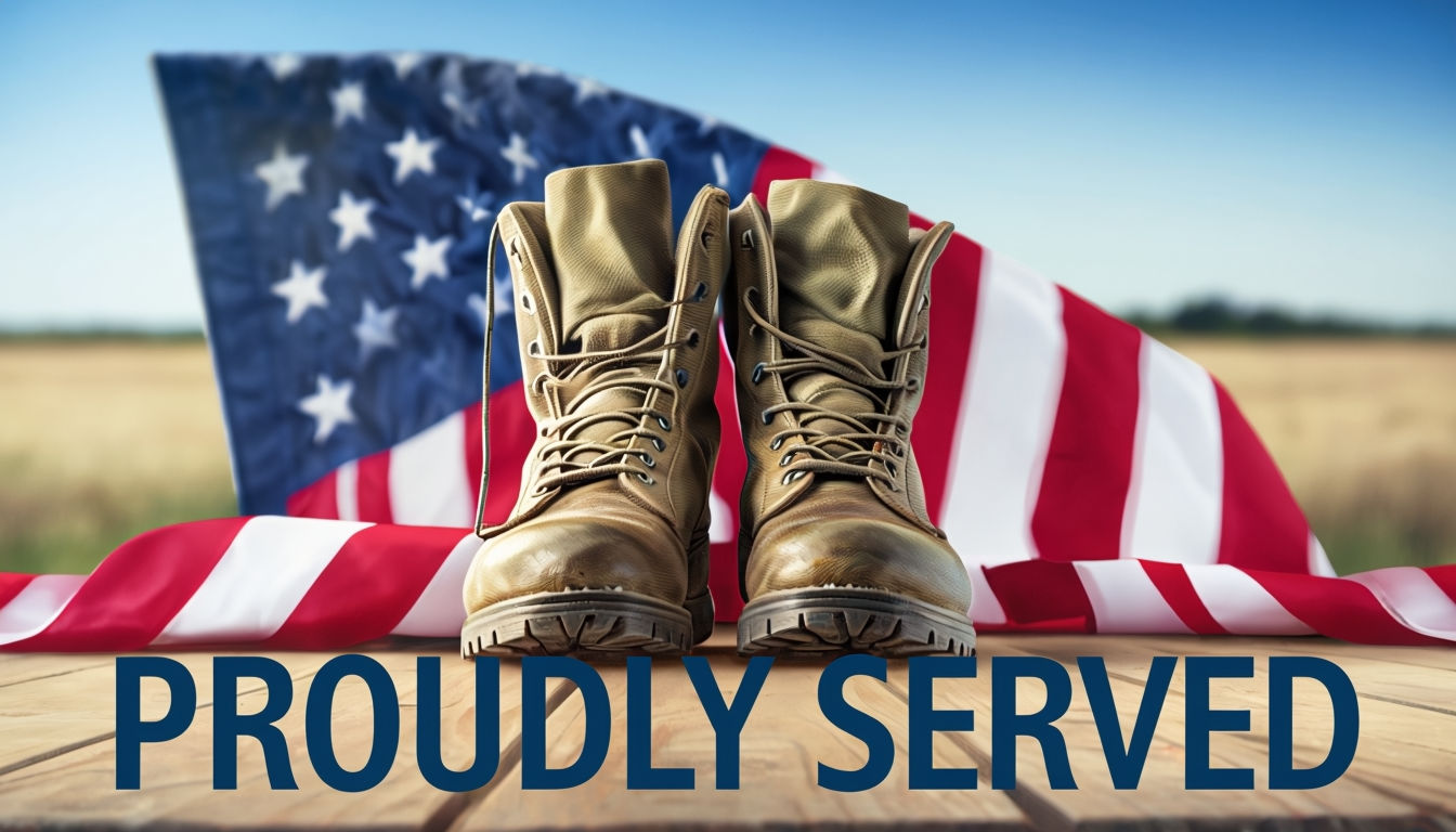 Heartfelt Military Boots Tribute with American Flag Poster