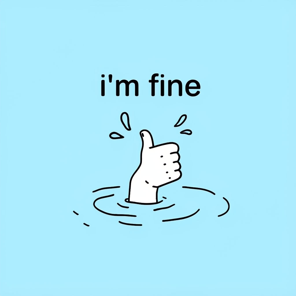 Minimalist Cartoon Hand Gesture with Text I'm Fine Sticker