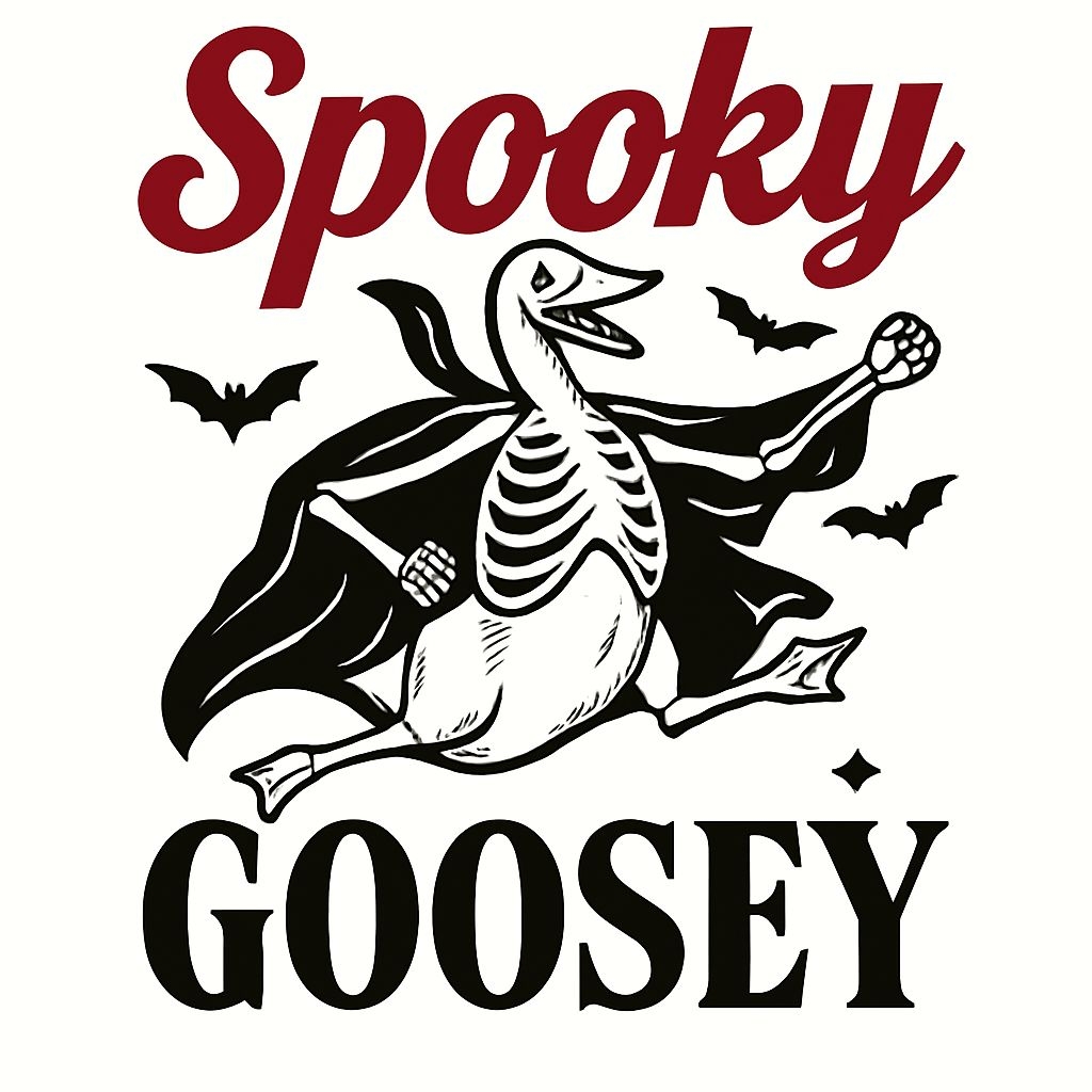 Spooky Skeleton Goose Halloween Cartoon T-Shirt