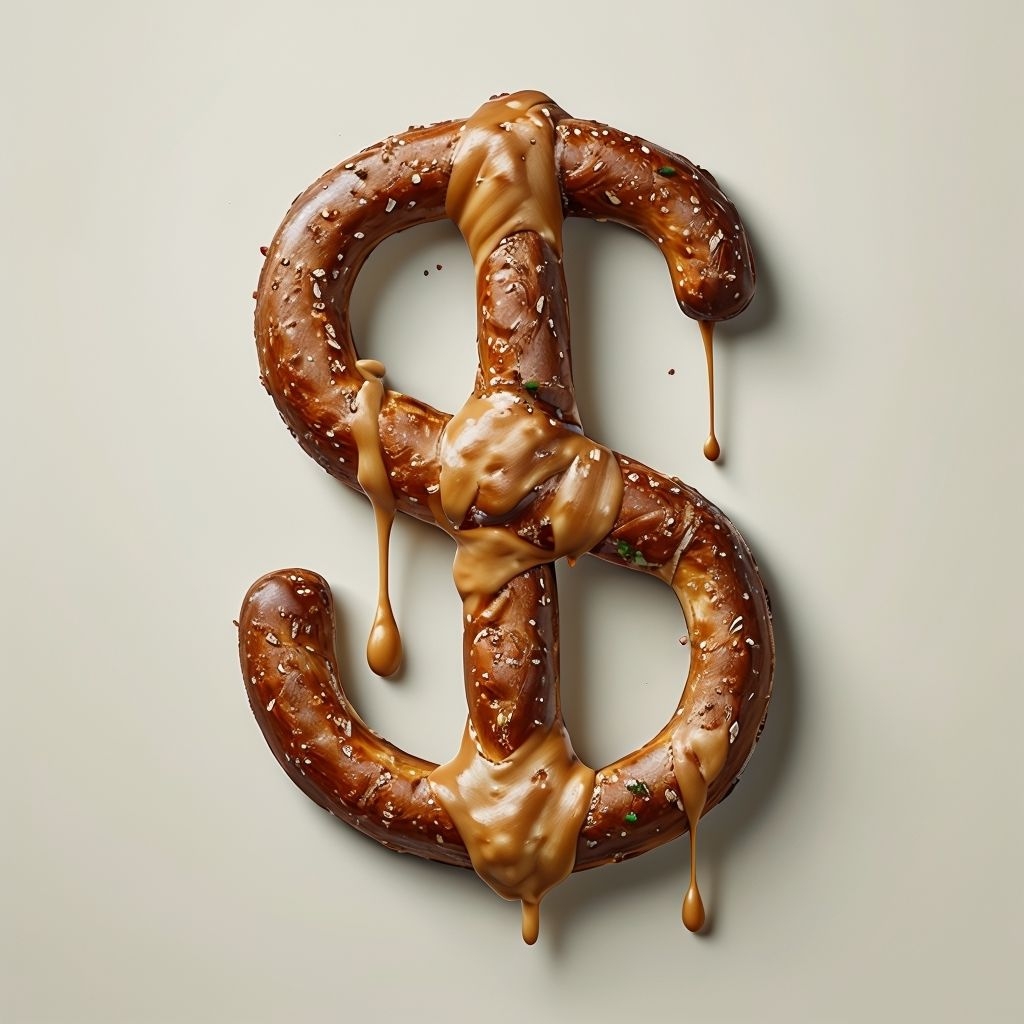 Yummy Pretzel Dollar Sign Food Art Photograph Monogram
