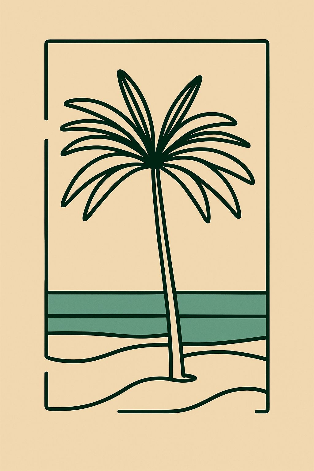 Elegant Minimalist Palm Tree Line Art T-Shirt
