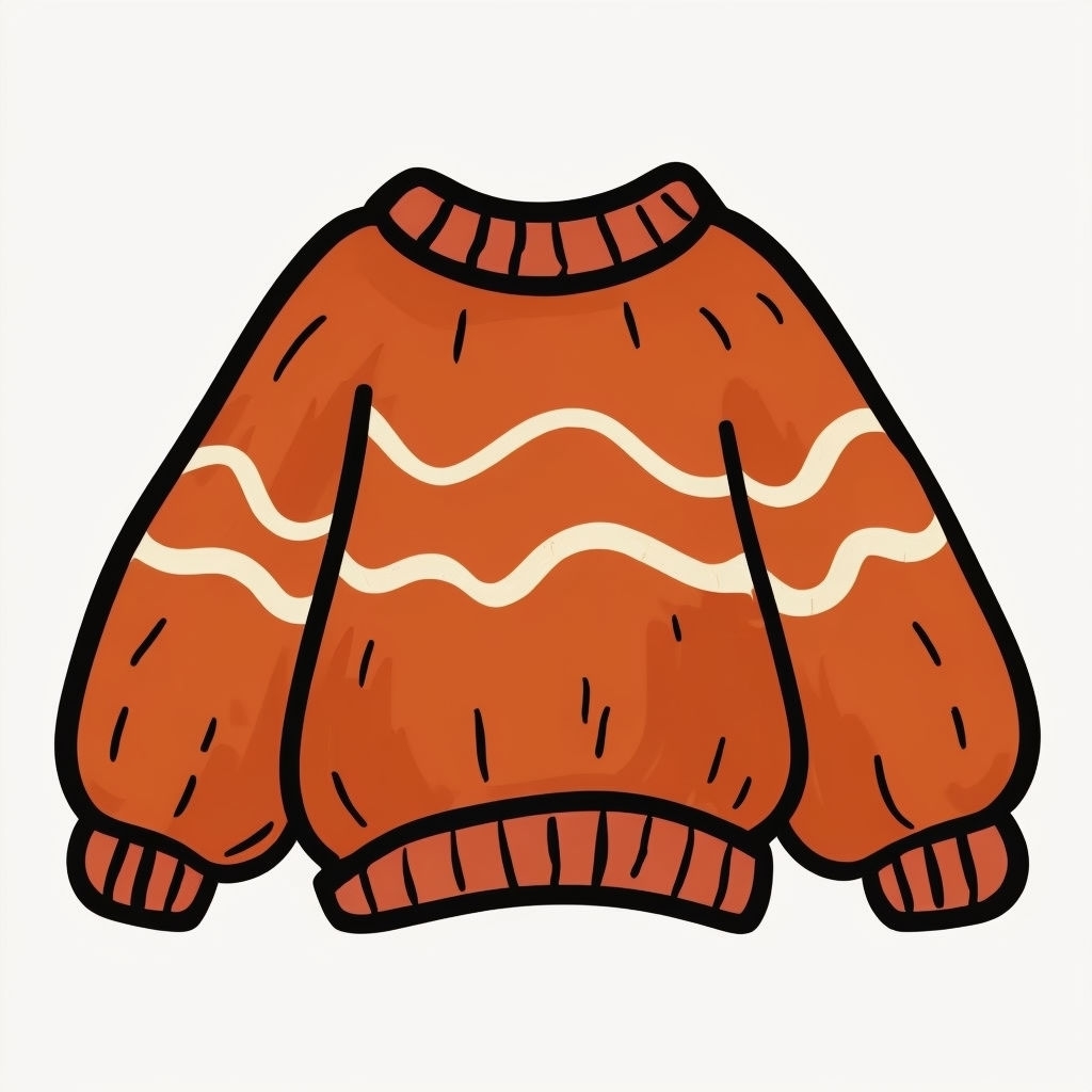 Chunky Knitted Orange Sweater Illustration Sticker