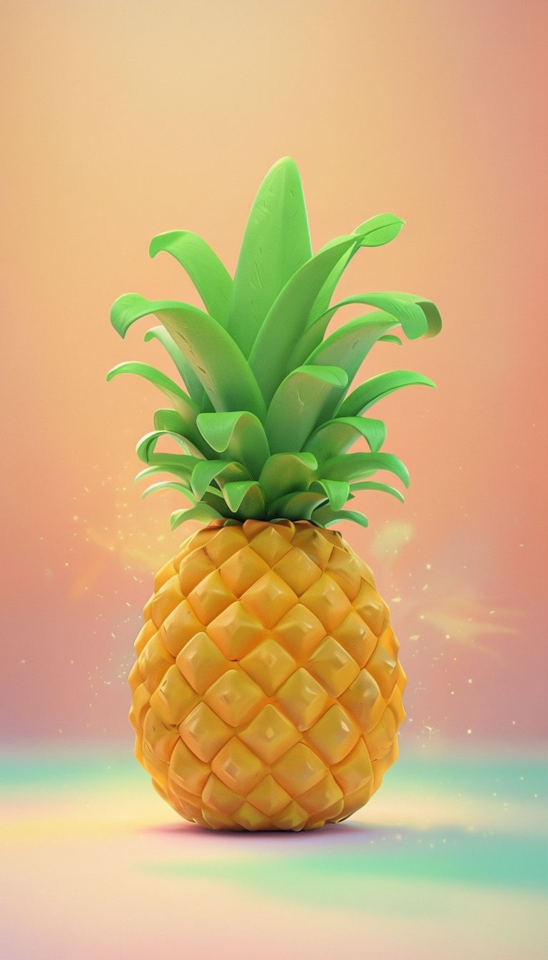 Charming 3D Animated Pineapple Scene with Playful Elements Art