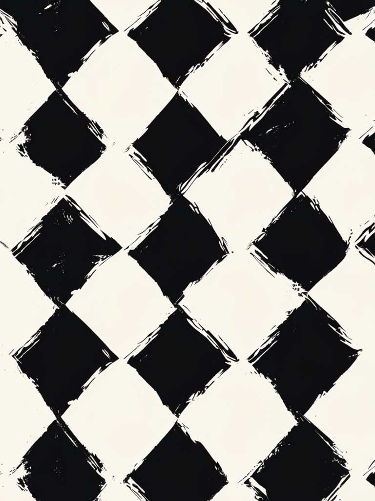 Modern Abstract Black and Off-White Diamond Pattern Phone Case Cover