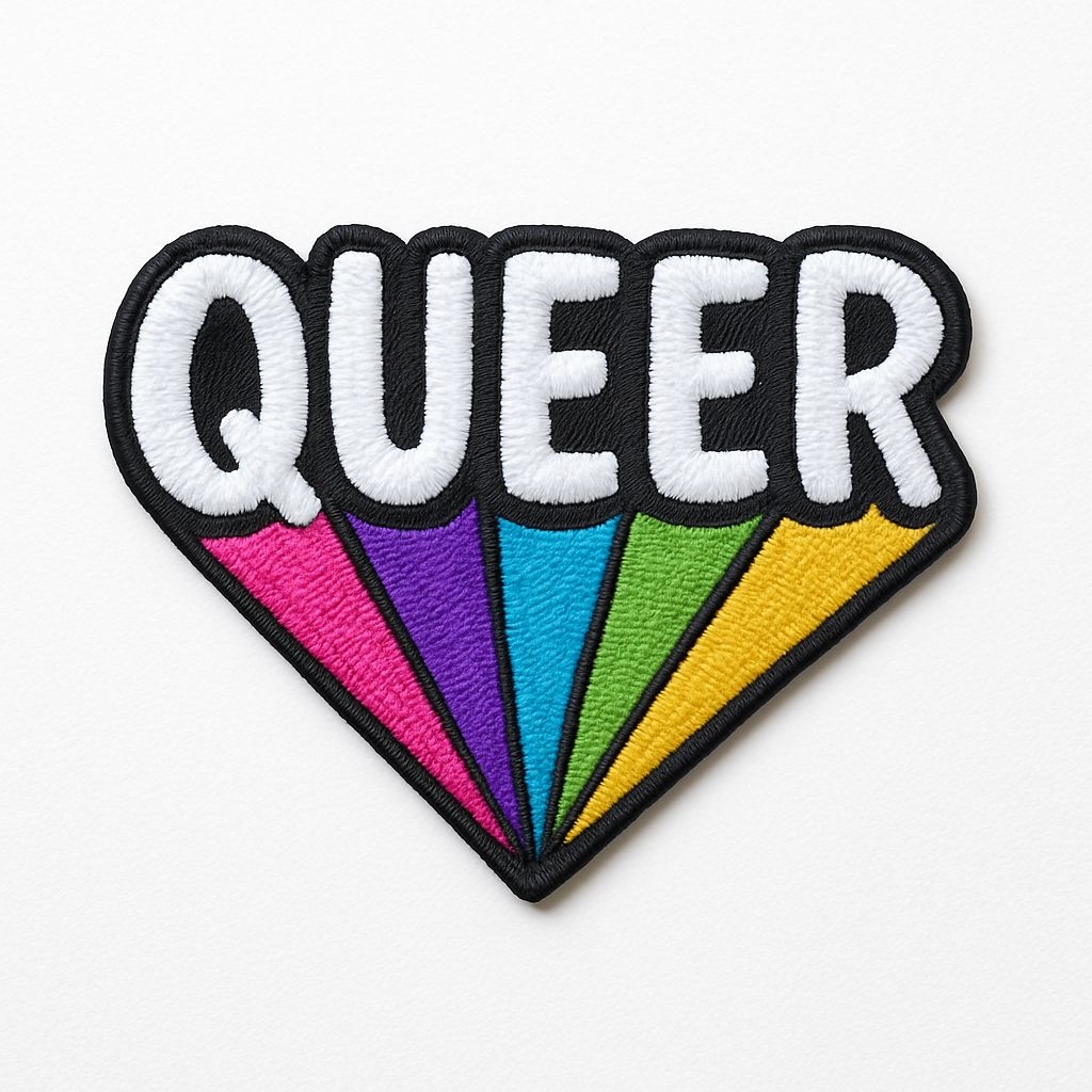 Colorful Heart-Shaped QUEER Embroidered Patch Sticker