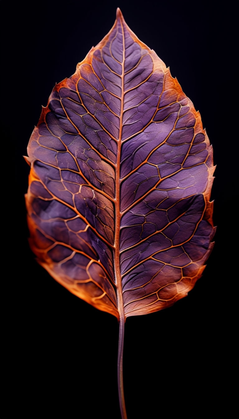 Elegant Purple Autumn Leaf Macro Photography Mobile Wallpaper